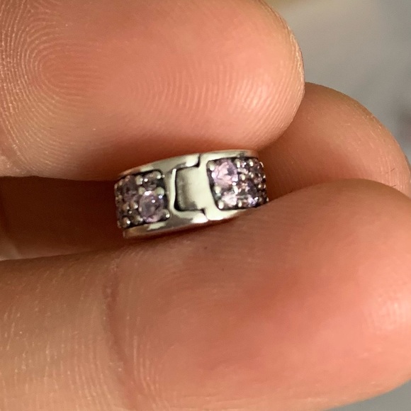 Authentic Retired Pandora CZ Bling Sparkling Charm Safety Clip Stopper Spacer - Picture 9 of 11